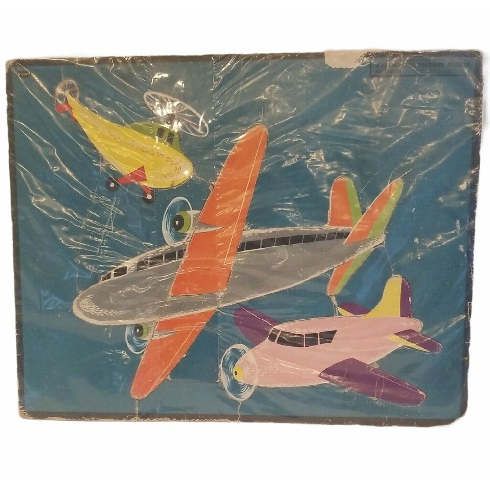 Whitman Frame-Tray Inlay Pre-School Picture Puzzle 1955 Airplanes Vintage